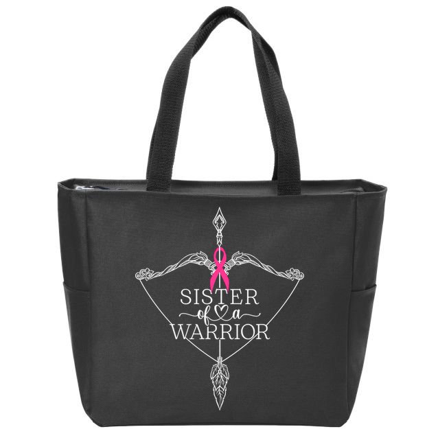 Sister Of A Warrior Breast Cancer Awareness Support Squad Zip Tote Bag