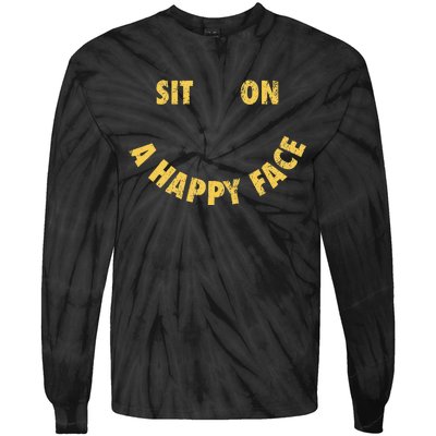 Sit On A Happy Face Funny Face Icon Meme Tie-Dye Long Sleeve Shirt