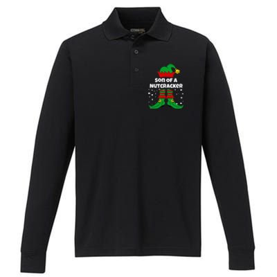 Son Of A Nutcracker Funny Elf For Christmas Eve Xmas Performance Long Sleeve Polo