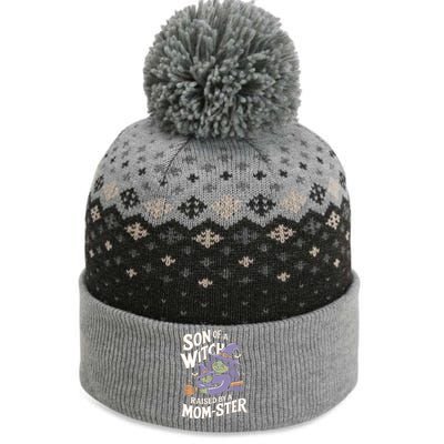 Son Of A Witch Raised By A Mom Ster Mom And Son Halloween The Baniff Cuffed Pom Beanie