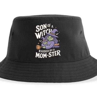 Son Of A Witch Raised By A Mom Ster Mom And Son Halloween Sustainable Bucket Hat