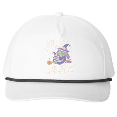 Son Of A Witch Raised By A Mom Ster Mom And Son Halloween Snapback Five-Panel Rope Hat