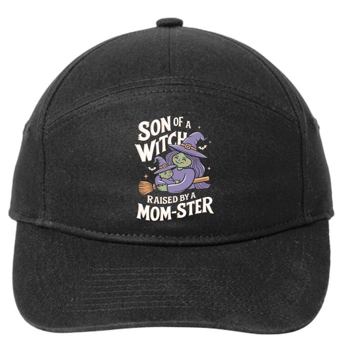 Son Of A Witch Raised By A Mom Ster Mom And Son Halloween 7-Panel Snapback Hat