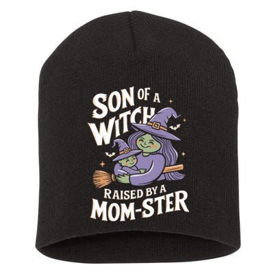 Son Of A Witch Raised By A Mom Ster Mom And Son Halloween Short Acrylic Beanie