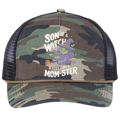 Son Of A Witch Raised By A Mom Ster Mom And Son Halloween Retro Rope Trucker Hat Cap