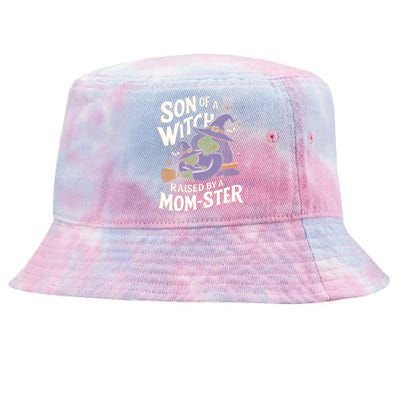 Son Of A Witch Raised By A Mom Ster Mom And Son Halloween Tie-Dyed Bucket Hat