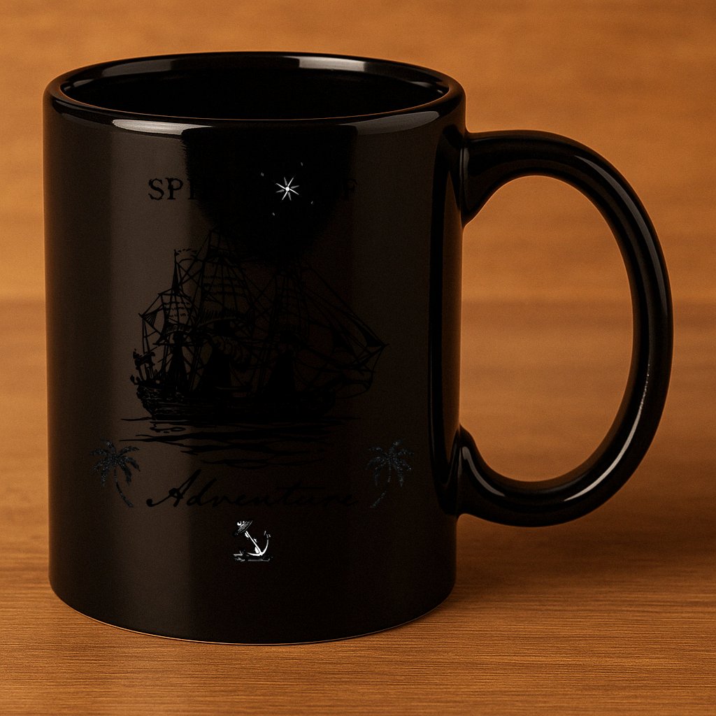 SPIRIT OF ADVENTURE Classic Nautical Ship, Compass & Anchor 11oz C Handle Ceramic Mug