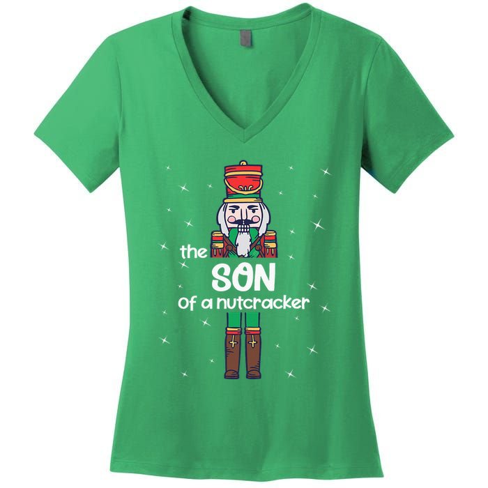 Son Of A Nutcracker Family Matching Funny Pajama Women's V-Neck T-Shirt