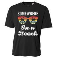 Somewhere On A Beach Funny Beach Vacation Summer Cooling Performance Crew T-Shirt