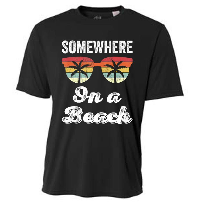 Somewhere On A Beach Funny Beach Vacation Summer Cooling Performance Crew T-Shirt