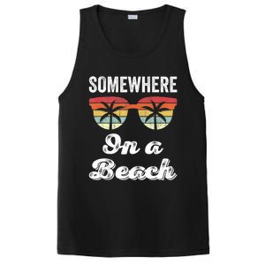 Somewhere On A Beach Funny Beach Vacation Summer PosiCharge Competitor Tank