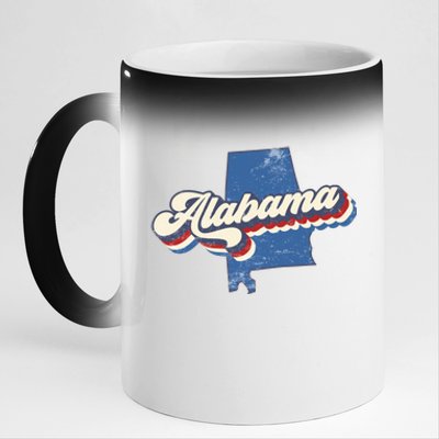 State Of Alabama Retro Logo 11oz Black Color Changing Mug