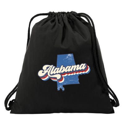 State Of Alabama Retro Logo Drawstring Bag
