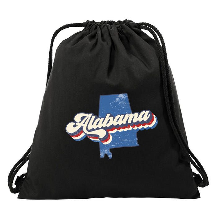 State Of Alabama Retro Logo Drawstring Bag