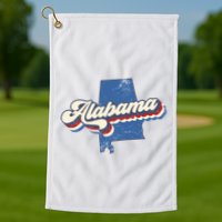 State Of Alabama Retro Logo Golf Towel