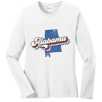 State Of Alabama Retro Logo Ladies Long Sleeve Shirt