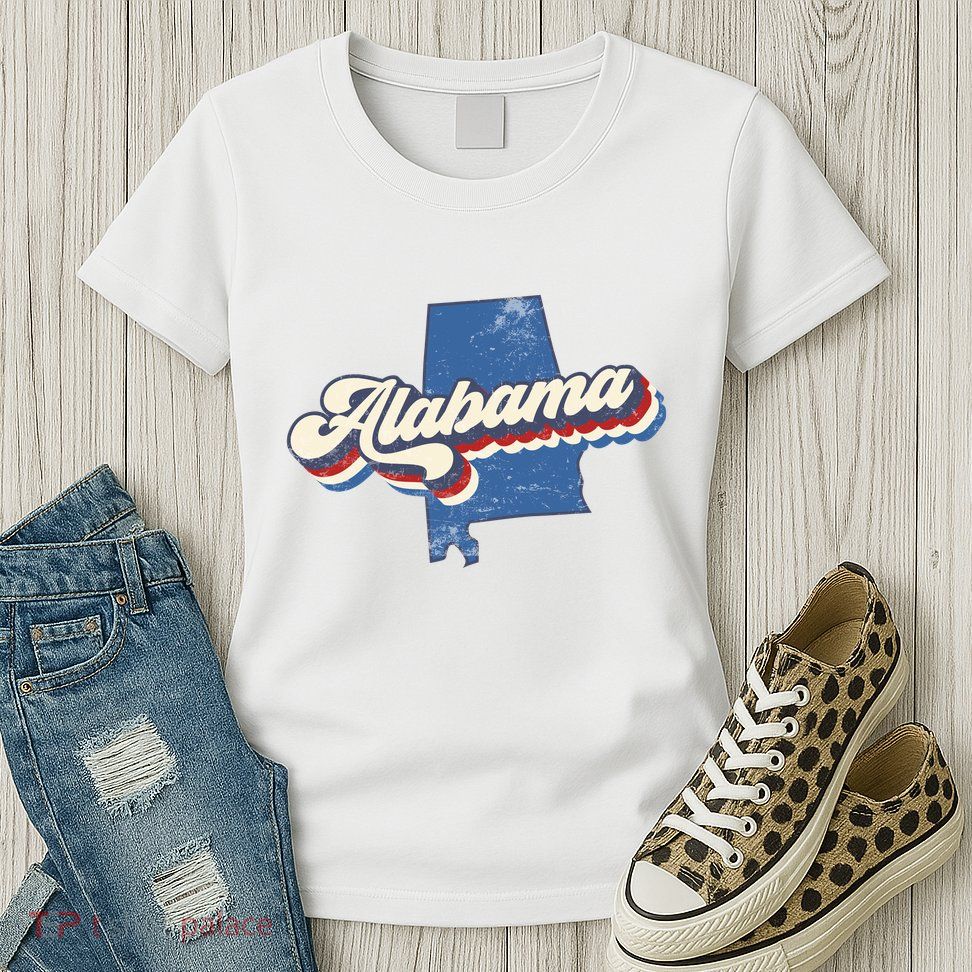 State Of Alabama Retro Logo Womens T-Shirt