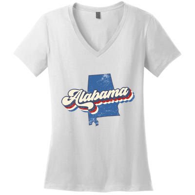 State Of Alabama Retro Logo Women's V-Neck T-Shirt