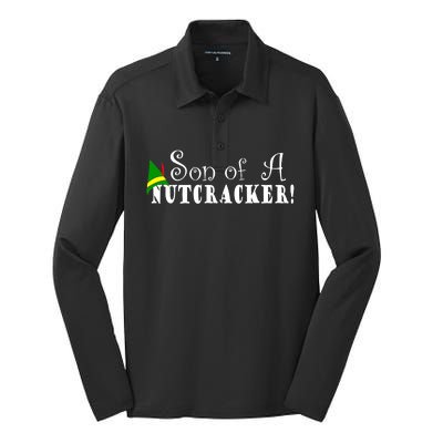 Son Of A Nutcracker Funny Christmas Elf Hat Silk Touch Performance Long Sleeve Polo