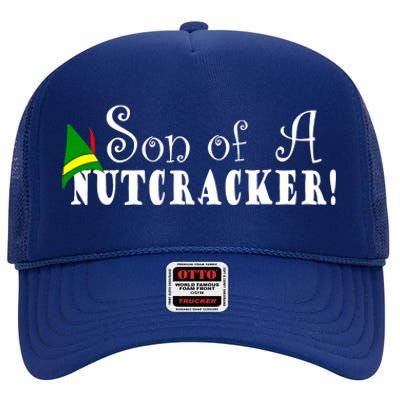 Son Of A Nutcracker Funny Christmas Elf Hat High Crown Mesh Back Trucker Hat