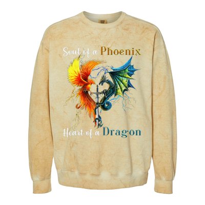 Soul Of A Phoenix Heart Of A Dragon Colorblast Crewneck Sweatshirt