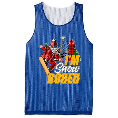 Santa On A Snowboard Christmas Holiday I´M Snow Bored Cute Gift Mesh Reversible Basketball Jersey Tank