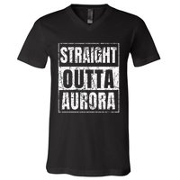 Straight Outta Aurora Illinois State V-Neck T-Shirt