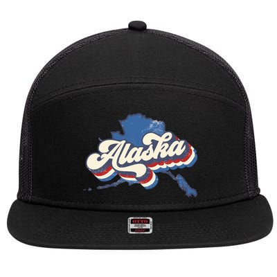 State Of Alaska Retro Logo 7 Panel Mesh Trucker Snapback Hat