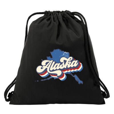State Of Alaska Retro Logo Drawstring Bag