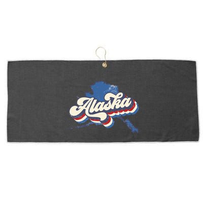 State Of Alaska Retro Logo Large Microfiber Waffle Golf Towel