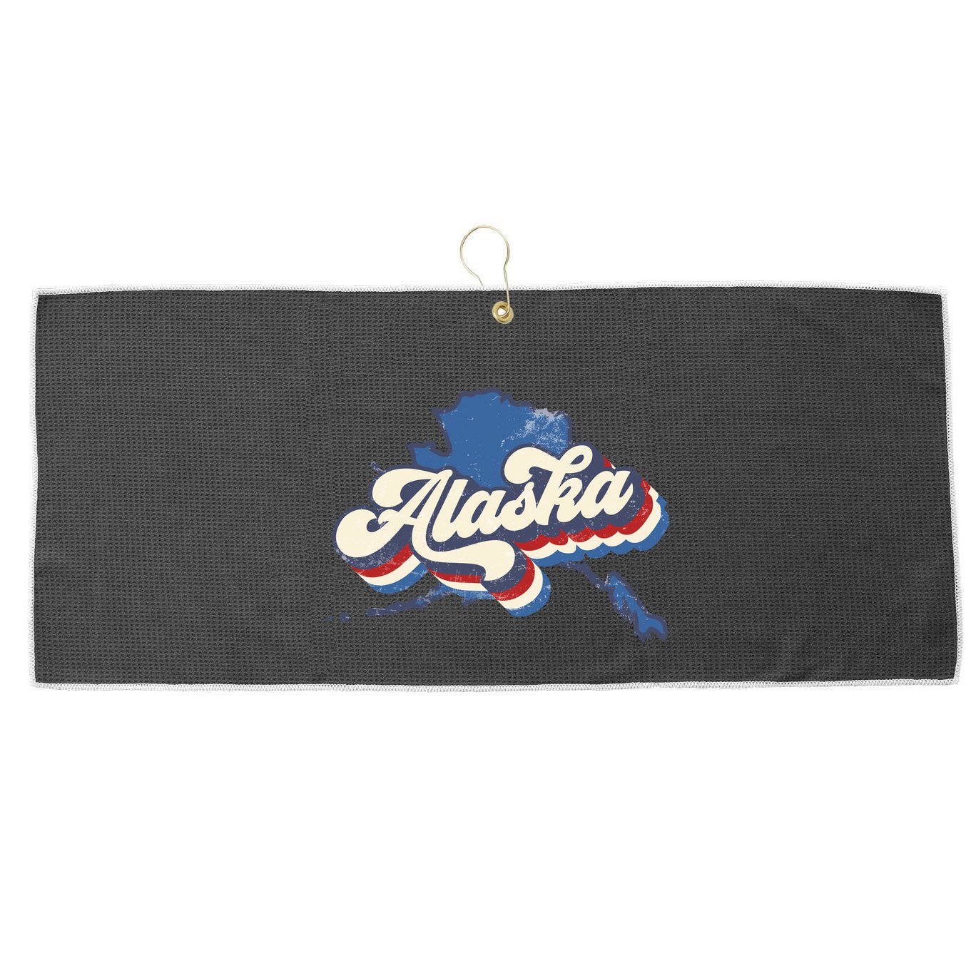 State Of Alaska Retro Logo Large Microfiber Waffle Golf Towel