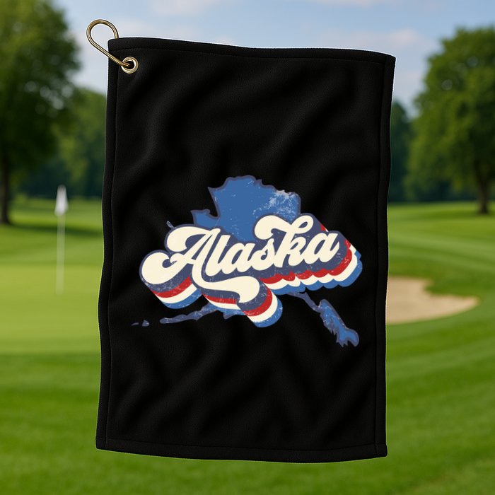 State Of Alaska Retro Logo Golf Towel