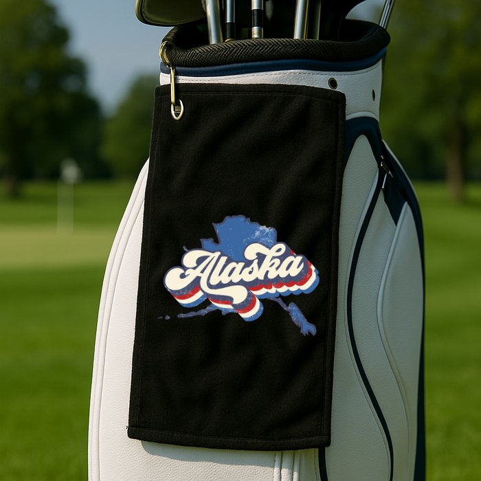State Of Alaska Retro Logo Golf Towel