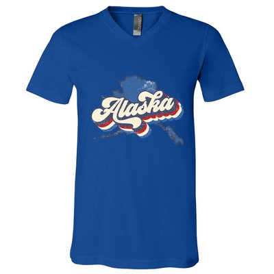State Of Alaska Retro Logo V-Neck T-Shirt