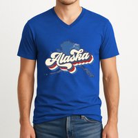 State Of Alaska Retro Logo V-Neck T-Shirt