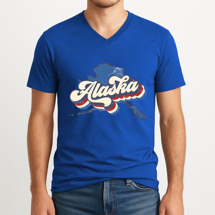 State Of Alaska Retro Logo V-Neck T-Shirt