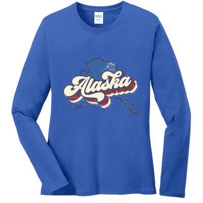 State Of Alaska Retro Logo Ladies Long Sleeve Shirt