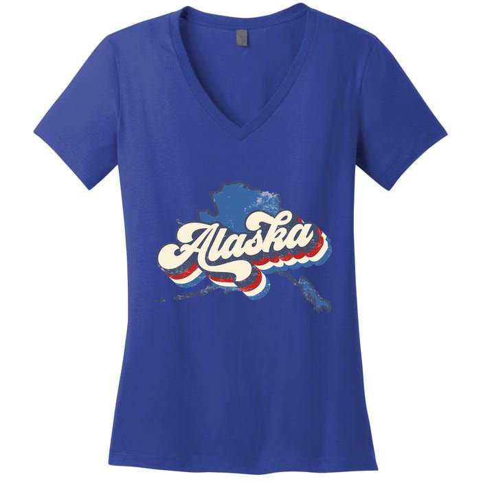 State Of Alaska Retro Logo Women's V-Neck T-Shirt