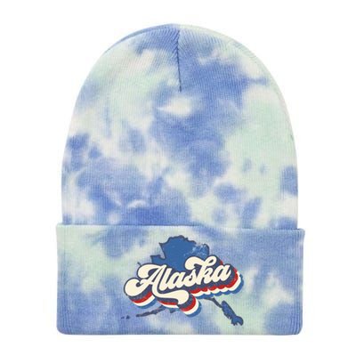 State Of Alaska Retro Logo Tie Dye 12in Knit Beanie