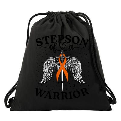 Stepson Of A Warrior Leukemia Cancer Awareness Support Squad Gift Drawstring Bag