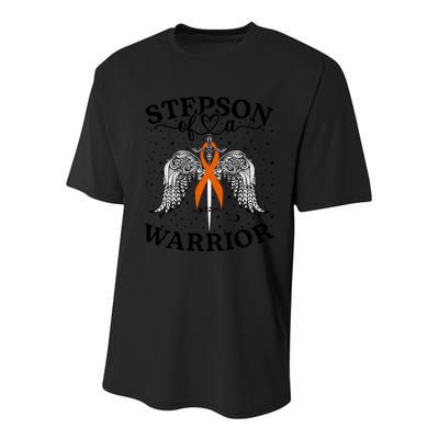 Stepson Of A Warrior Leukemia Cancer Awareness Support Squad Gift Youth Performance Sprint T-Shirt