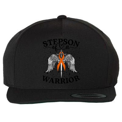 Stepson Of A Warrior Leukemia Cancer Awareness Support Squad Gift Wool Snapback Cap