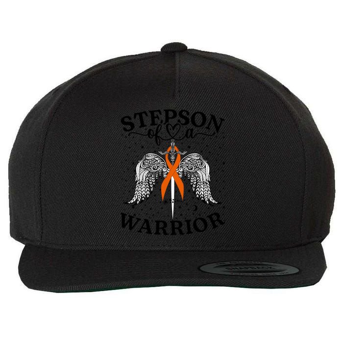 Stepson Of A Warrior Leukemia Cancer Awareness Support Squad Gift Wool Snapback Cap