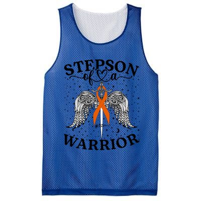 Stepson Of A Warrior Leukemia Cancer Awareness Support Squad Gift Mesh Reversible Basketball Jersey Tank