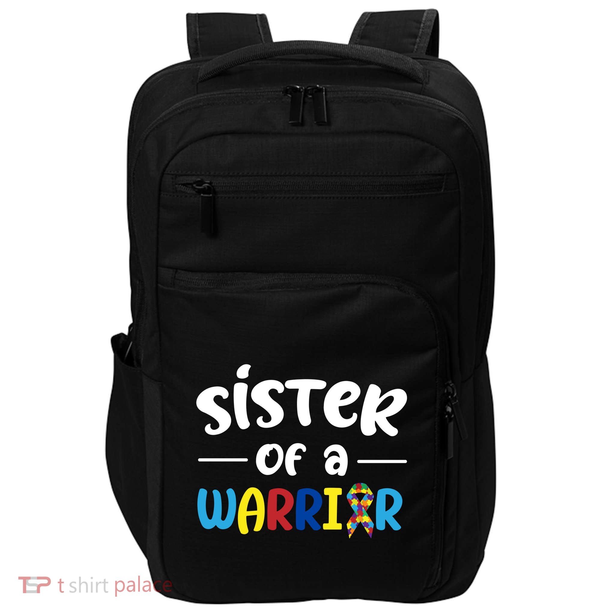 Sister Of A Warrior Autism Awareness Impact Tech Backpack