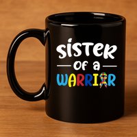 Sister Of A Warrior Autism Awareness 11oz C Handle Ceramic Mug