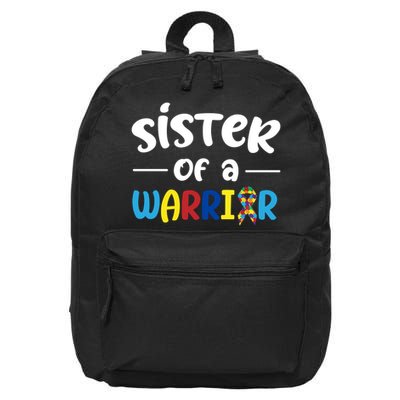 Sister Of A Warrior Autism Awareness 16 in Basic Backpack