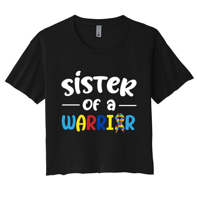 Sister Of A Warrior Autism Awareness Crop Top