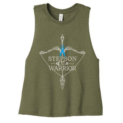 Stepson Of A Warrior Prostate Cancer Awareness Support Squad Gift Women's Racerback Cropped Tank