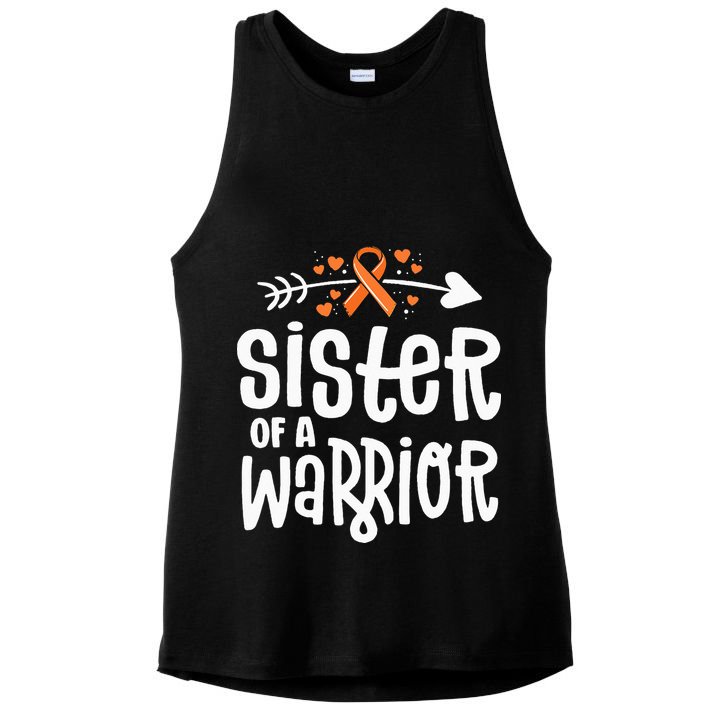 Sister Of A Warrior Orange Family Leukemia Cancer Awareness Ladies PosiCharge Tri-Blend Wicking Tank